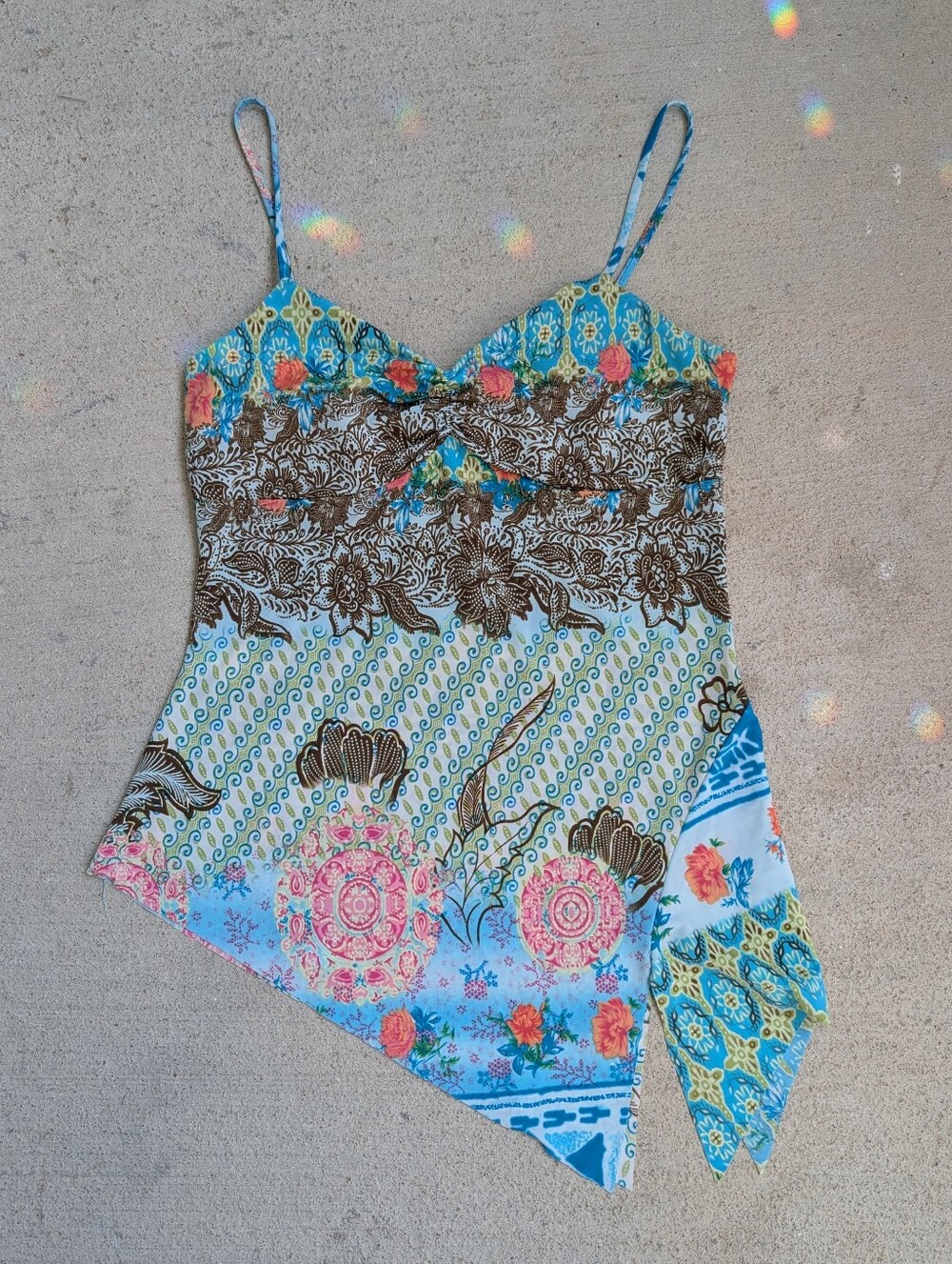 Y2K 579 Mixed Floral Asymmetric Camisole